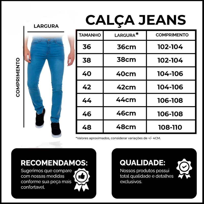 Kit com 3 Calças Jeans Skinny Masculina