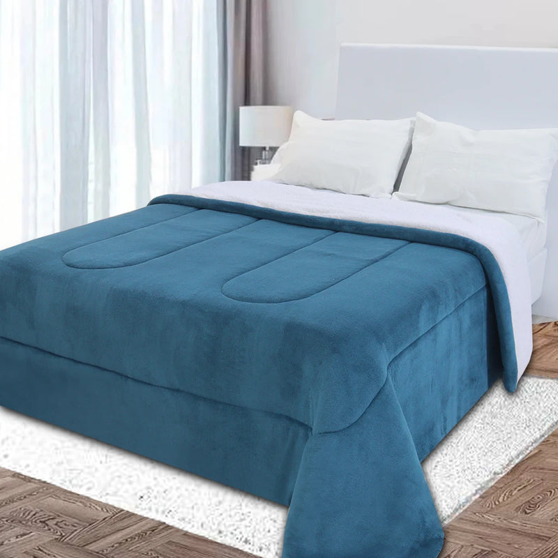 Double-Faced Soft Velvety and Sherpa Wool Cover Couple Duvet 240x190cm - BF Mattrees