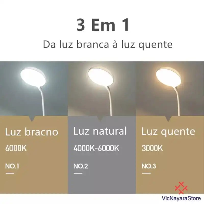 Luminária de Mesa LED Recarregável