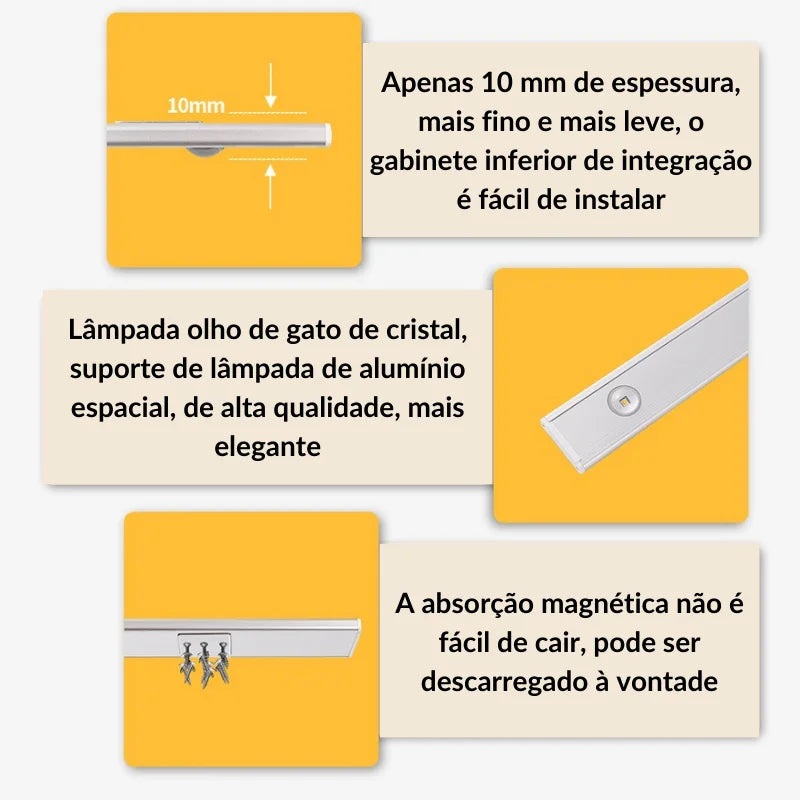 Luminária LED Magnética com Sensor de Movimento: Instalação Fácil e Design Moderno para Sua Casa