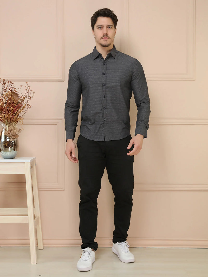 Camisa Social Listrada Slim Fit Masculina