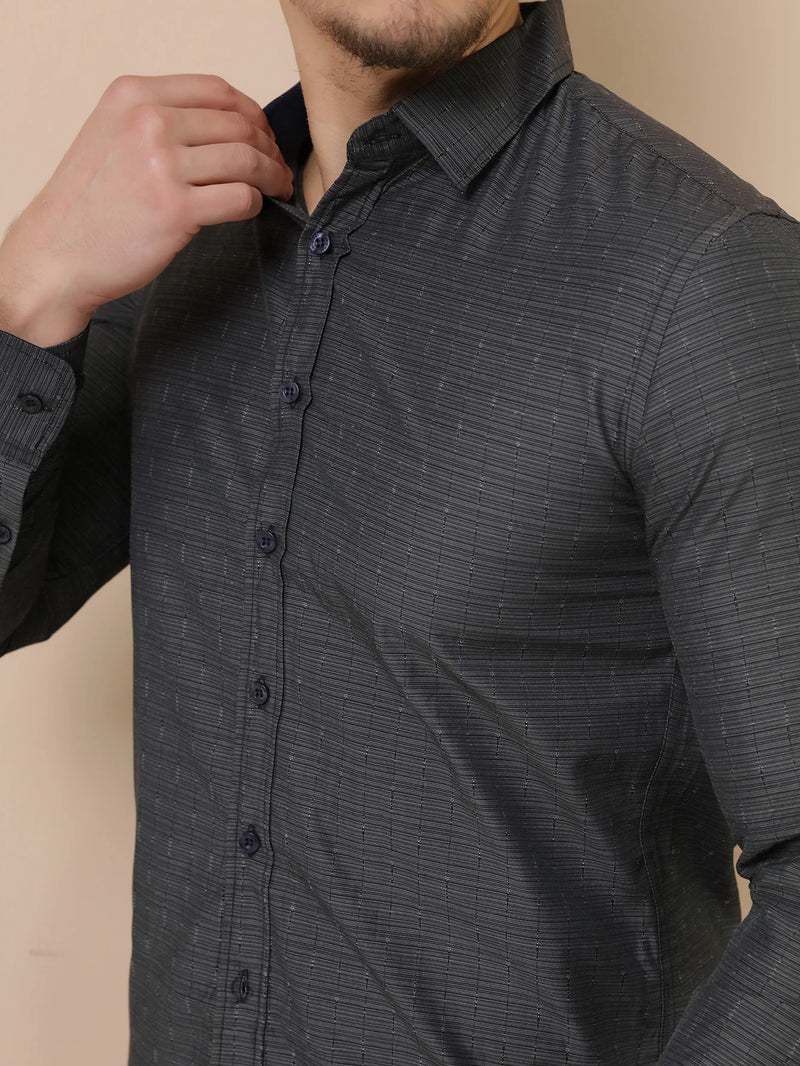 Camisa Social Listrada Slim Fit Masculina