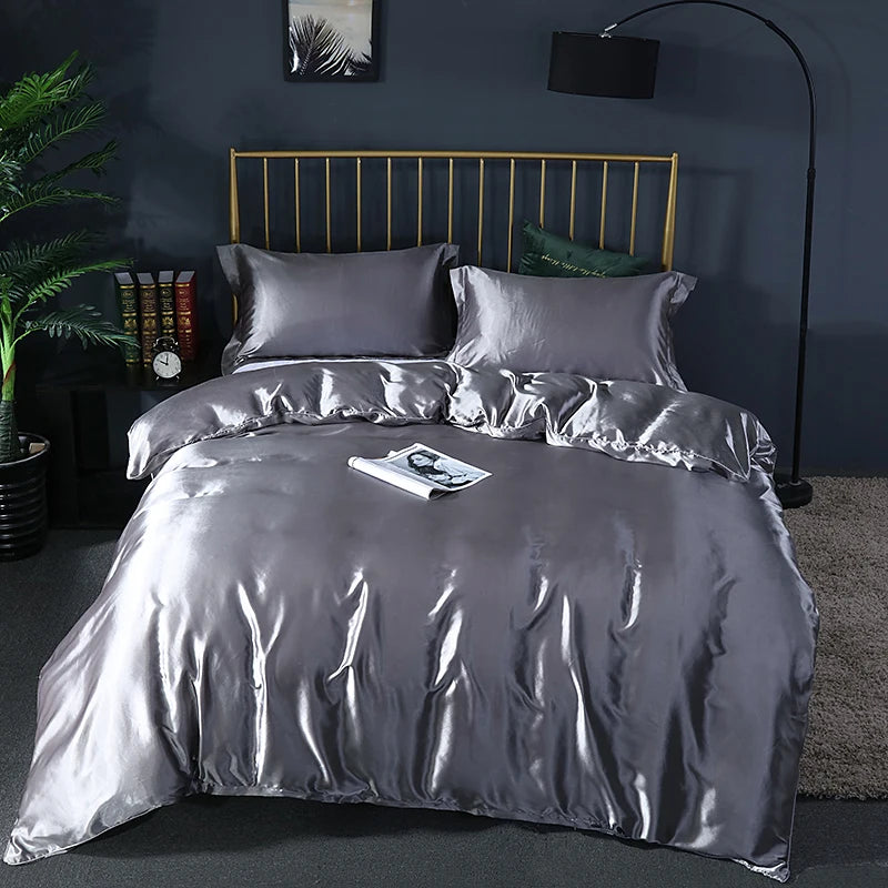 Satin Bedding Set Rayon Luxury Duvet Cover Set King Size Quilt Cover Set - LPresentes