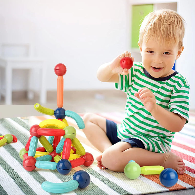 Conjunto Magnético de Blocos de Construção: Brinquedo Educativo Montessori para Criatividade e Desenvolvimento Infantil