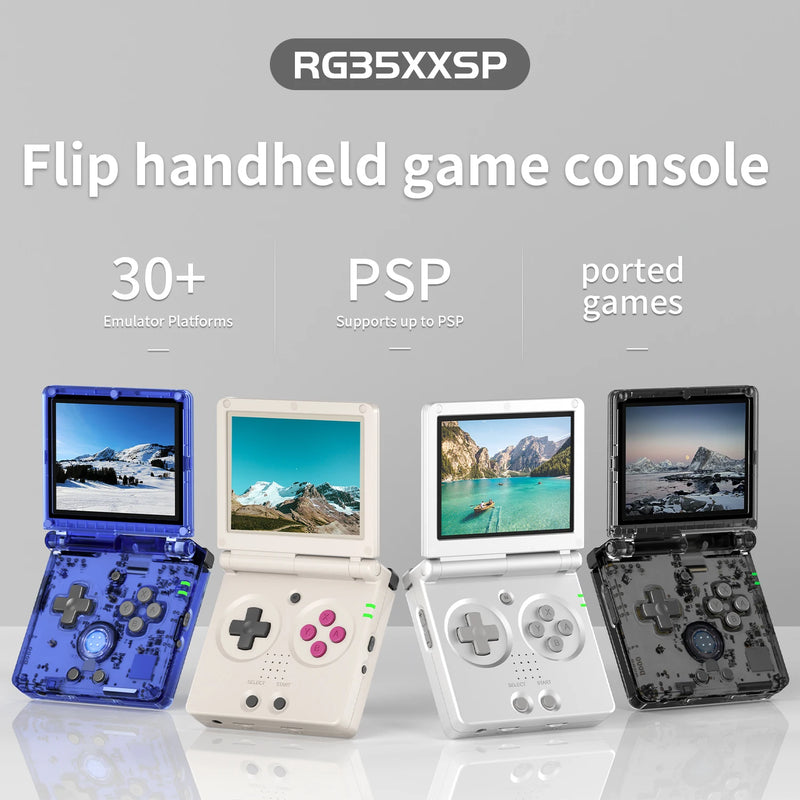 ANBERNIC RG35XXSP Console Portátil: 5500 Jogos Pré-instalados, Tela Flip 3.5'' e Saída HDMI