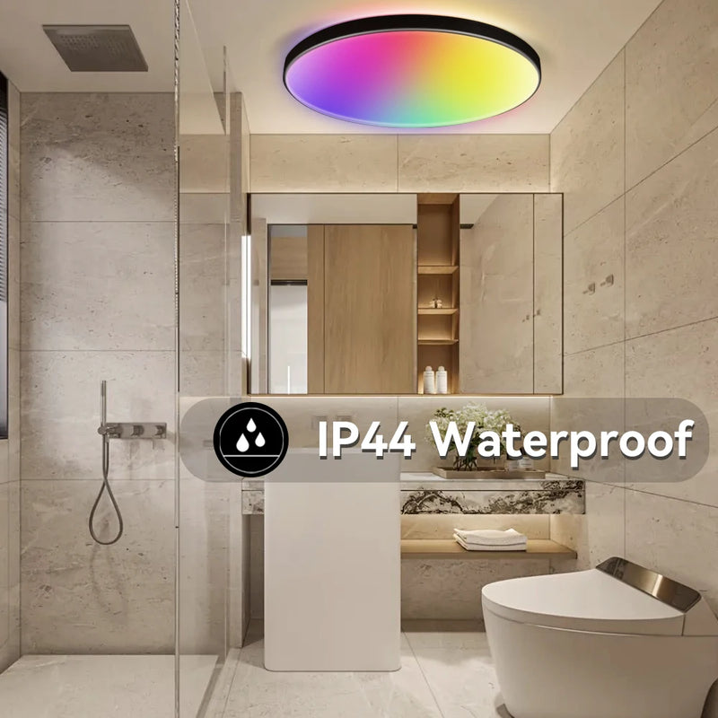 Lâmpada de Teto LED Inteligente RGB com Controle via App Bluetooth, Dimerizável 110-265V, Luminária de Quarto Moderna