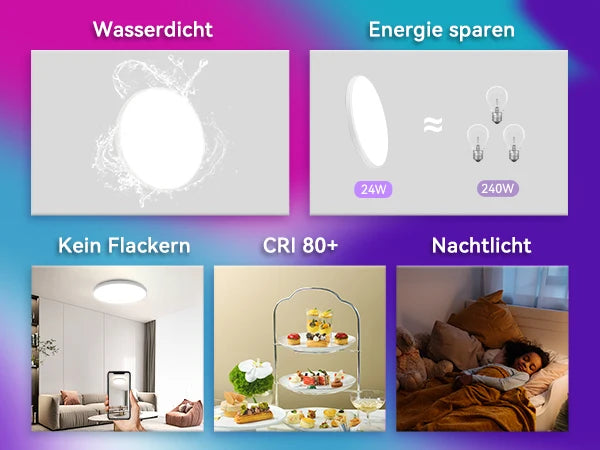 Lâmpada de Teto LED Inteligente RGB com Controle via App Bluetooth, Dimerizável 110-265V, Luminária de Quarto Moderna