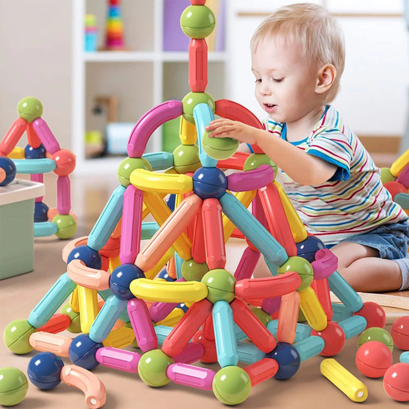 Conjunto Magnético de Blocos de Construção: Brinquedo Educativo Montessori para Criatividade e Desenvolvimento Infantil