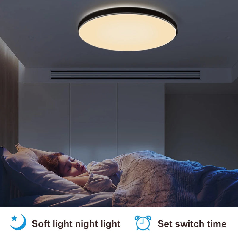 Lâmpada de Teto LED Inteligente RGB com Controle via App Bluetooth, Dimerizável 110-265V, Luminária de Quarto Moderna