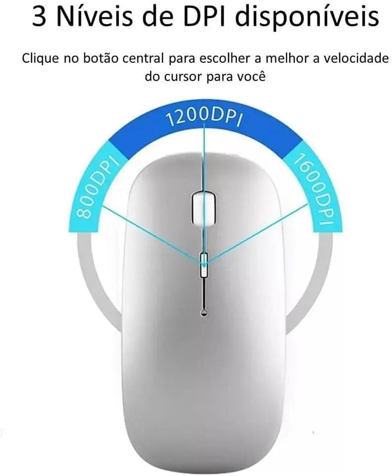 Mouse Sem Fio Recarregável Wireles Optico Led Rgb Ergonômico