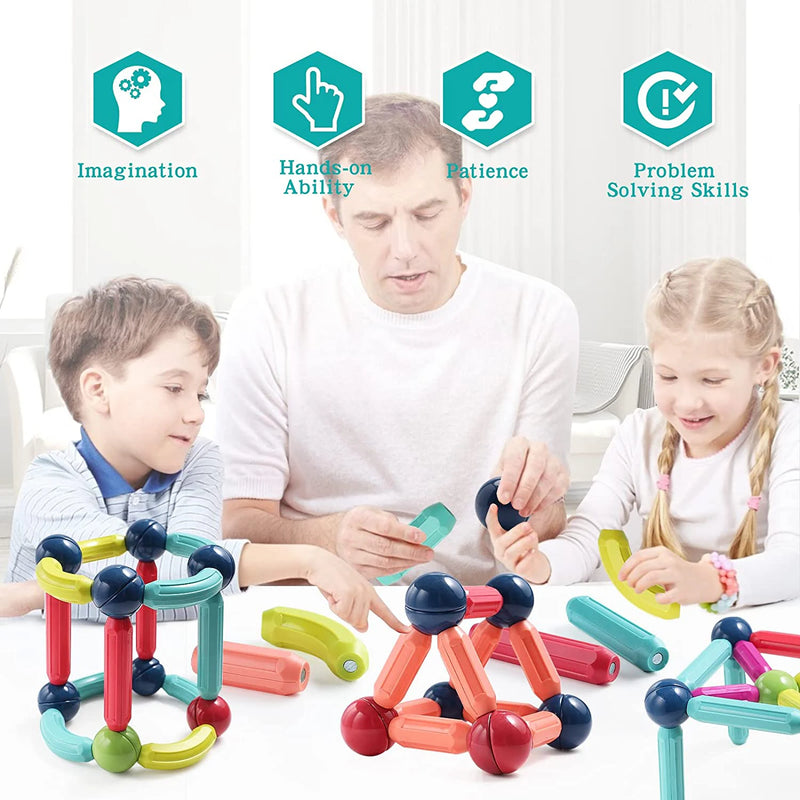 Conjunto Magnético de Blocos de Construção: Brinquedo Educativo Montessori para Criatividade e Desenvolvimento Infantil