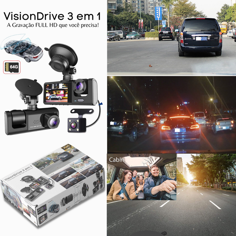 VisionDrive 3 em 1 - A Gravação FULL HD que Você Precisa - LPresentes