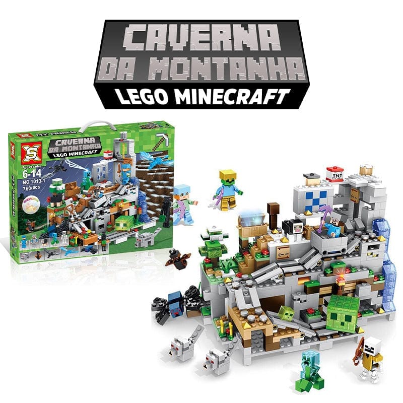 Bloco de Montar Minecraft - Modelo Caverna da Montanha - LPresentes